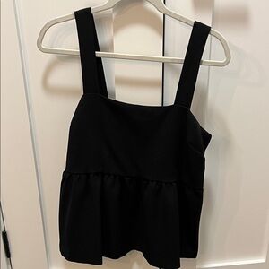 Kimchi Blue Black Square-Neck Peplum Tank Top (M)